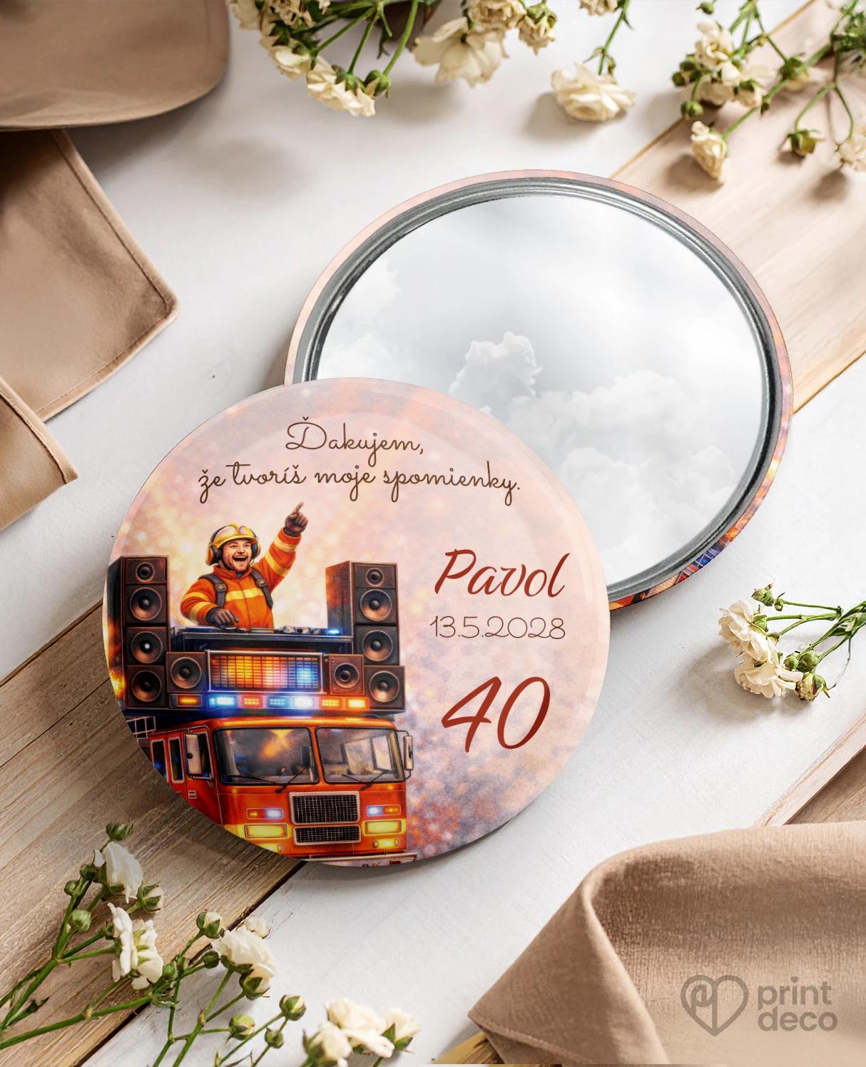 Pamätné kruhové zrkadielka z oslavy pre hasiča 04