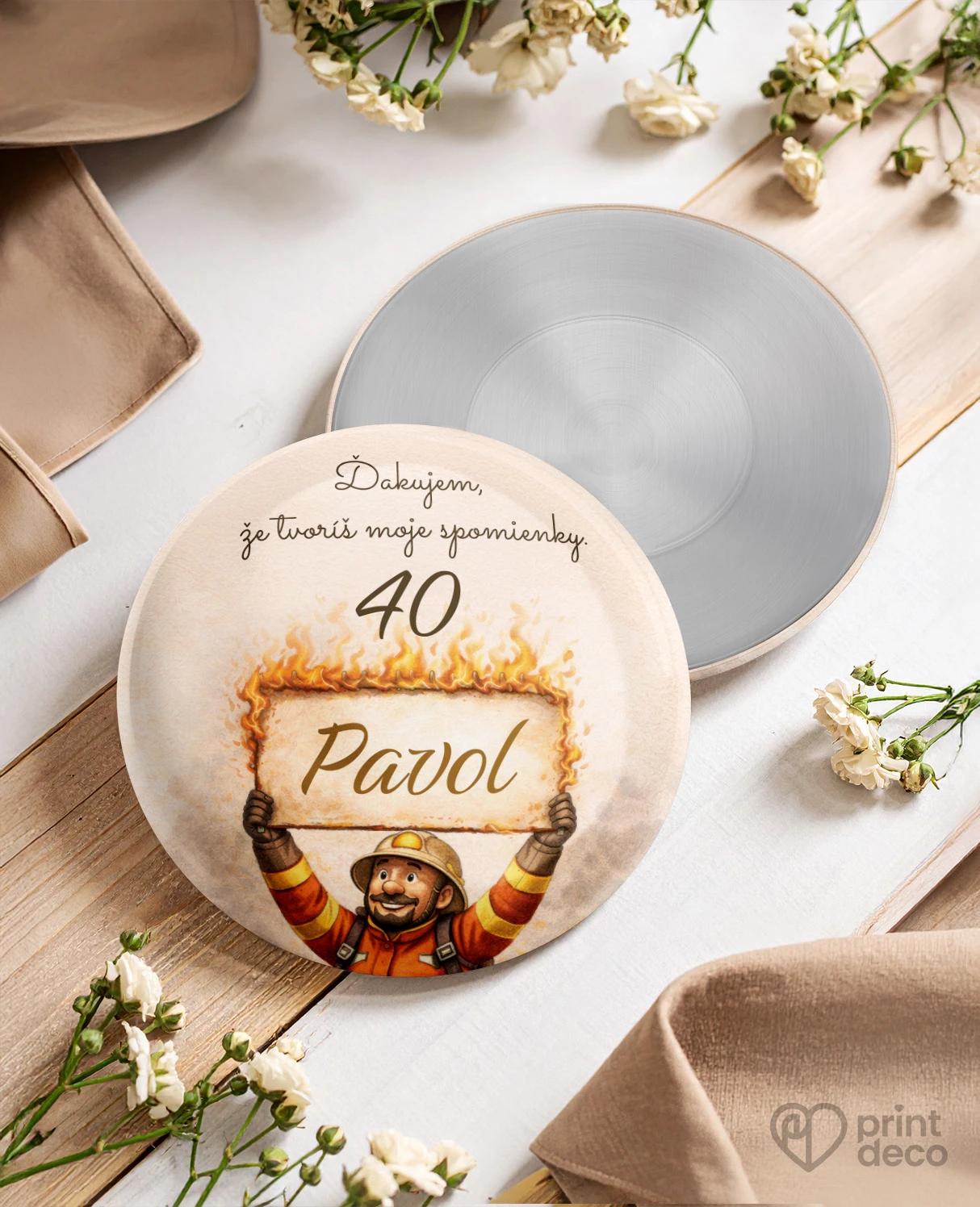 Pamätné kruhové magnetky z oslavy pre hasiča 05