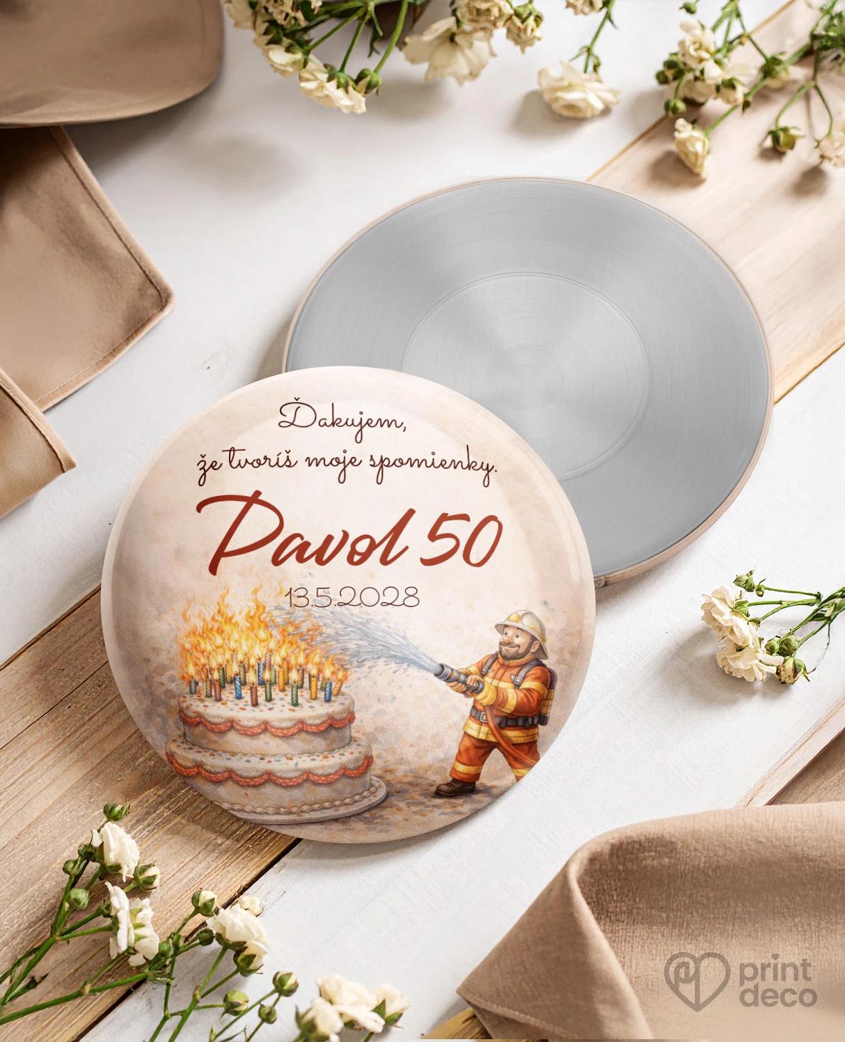 Pamätné kruhové magnetky z oslavy pre hasiča 07