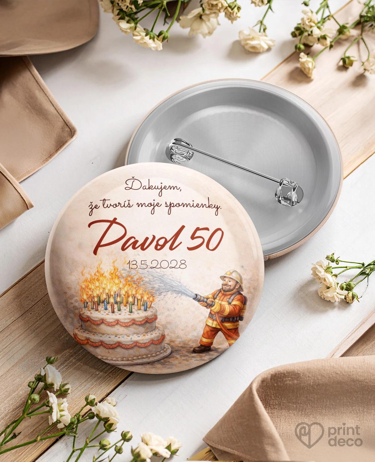 Pamätné kruhové odznaky z oslavy pre hasiča 07