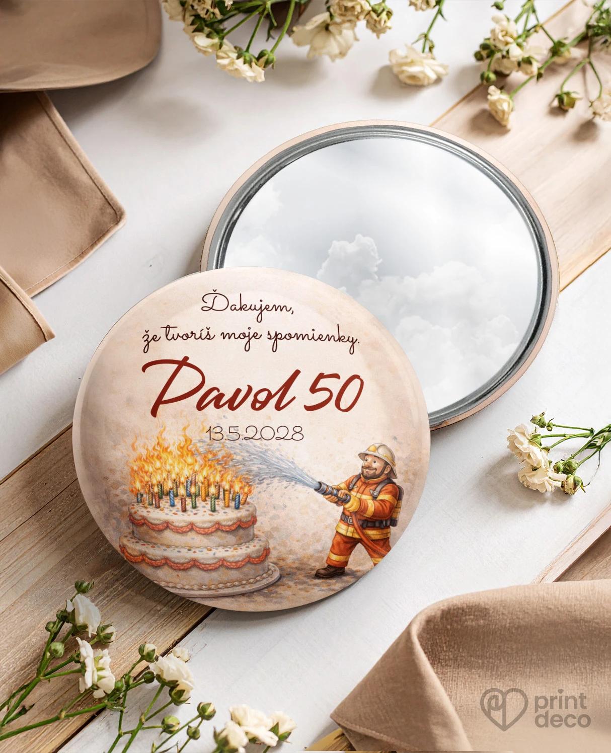 Pamätné kruhové zrkadielka z oslavy pre hasiča 07