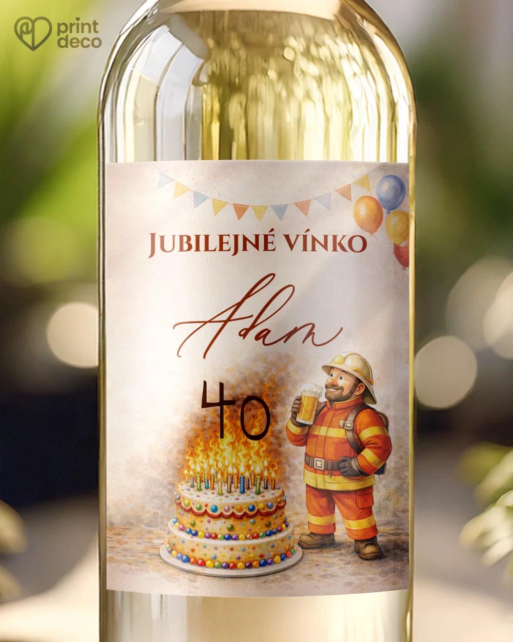 Jubilelejné etikety na fľaše pre hasiča 01