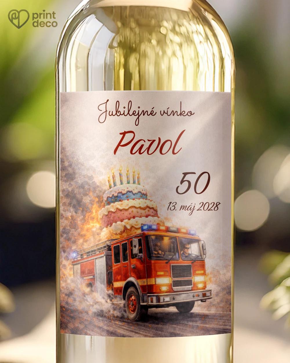 Jubilelejné etikety na fľaše pre hasiča 03