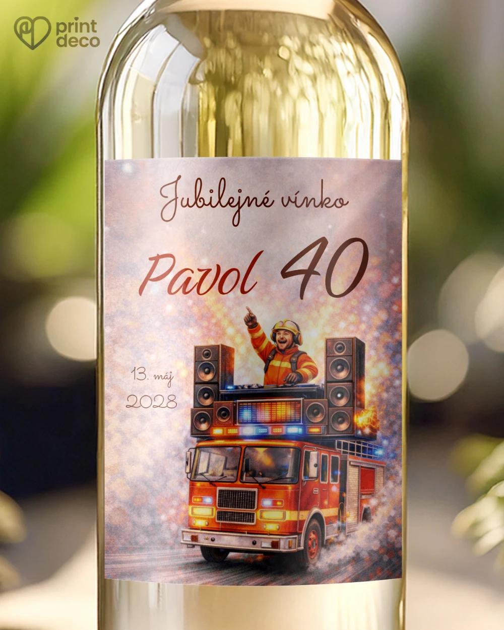 Jubilelejné etikety na fľaše pre hasiča 04