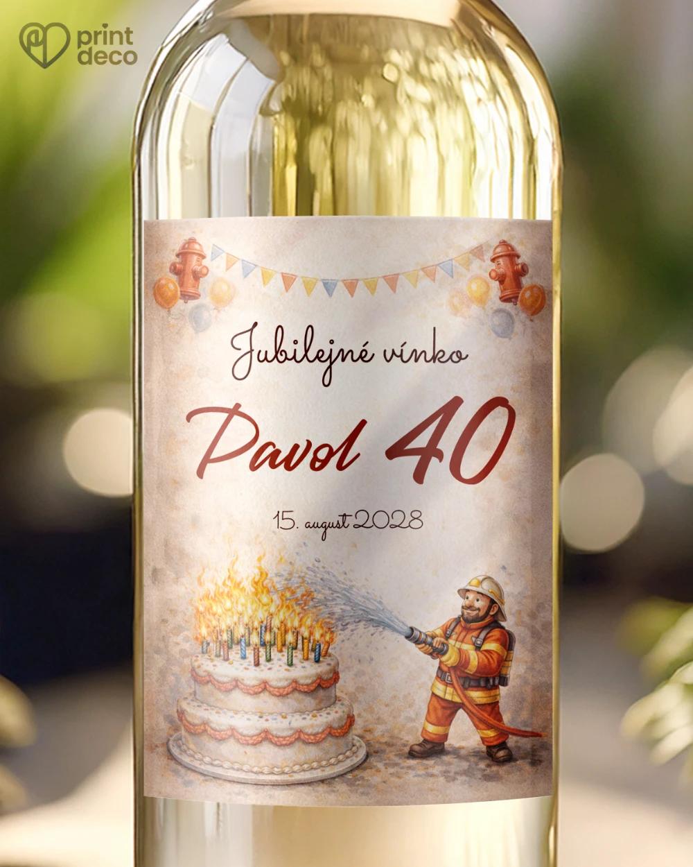 Jubilelejné etikety na fľaše pre hasiča 07