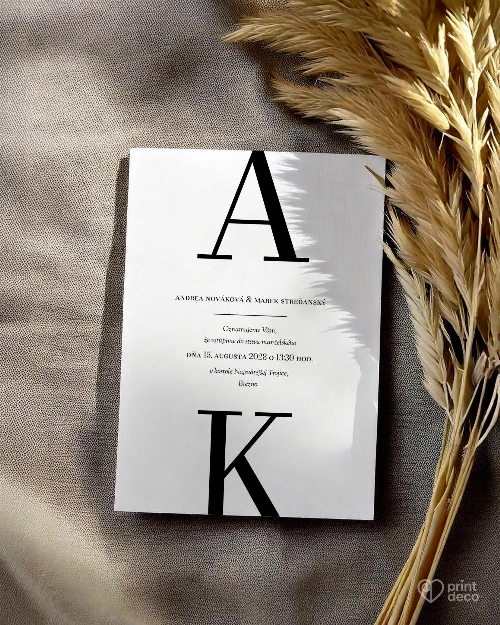 Svadobné oznámenie – Elegantný monogram 1/2