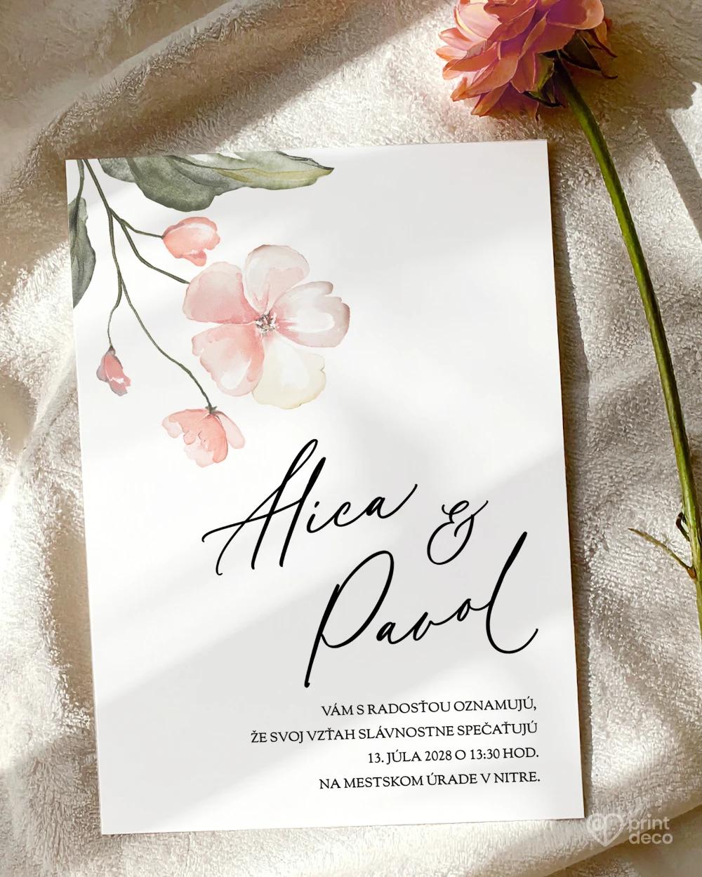Svadobné oznámenia – Kvetinový sľub II 0/2
