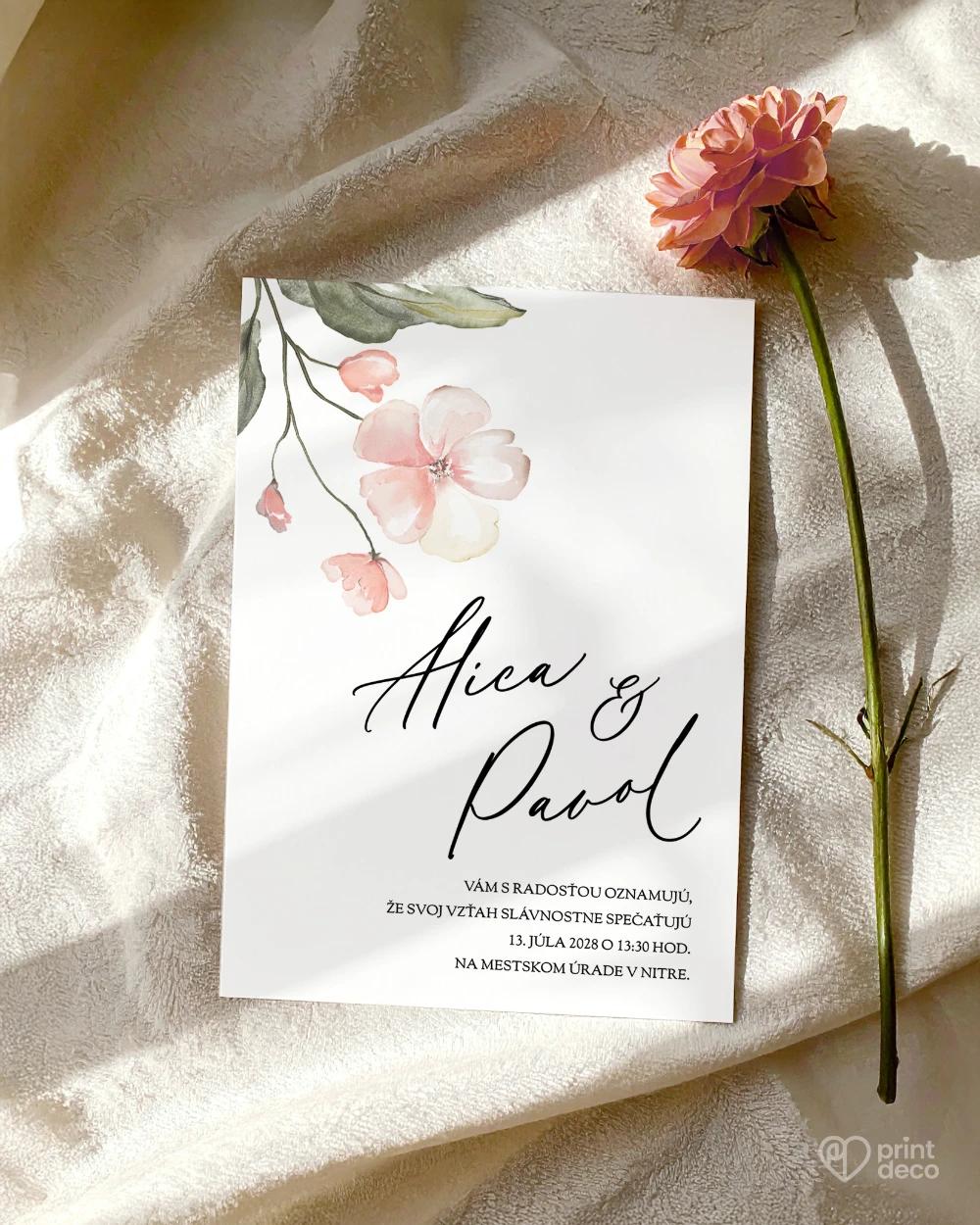 Svadobné oznámenia – Kvetinový sľub II 1/2