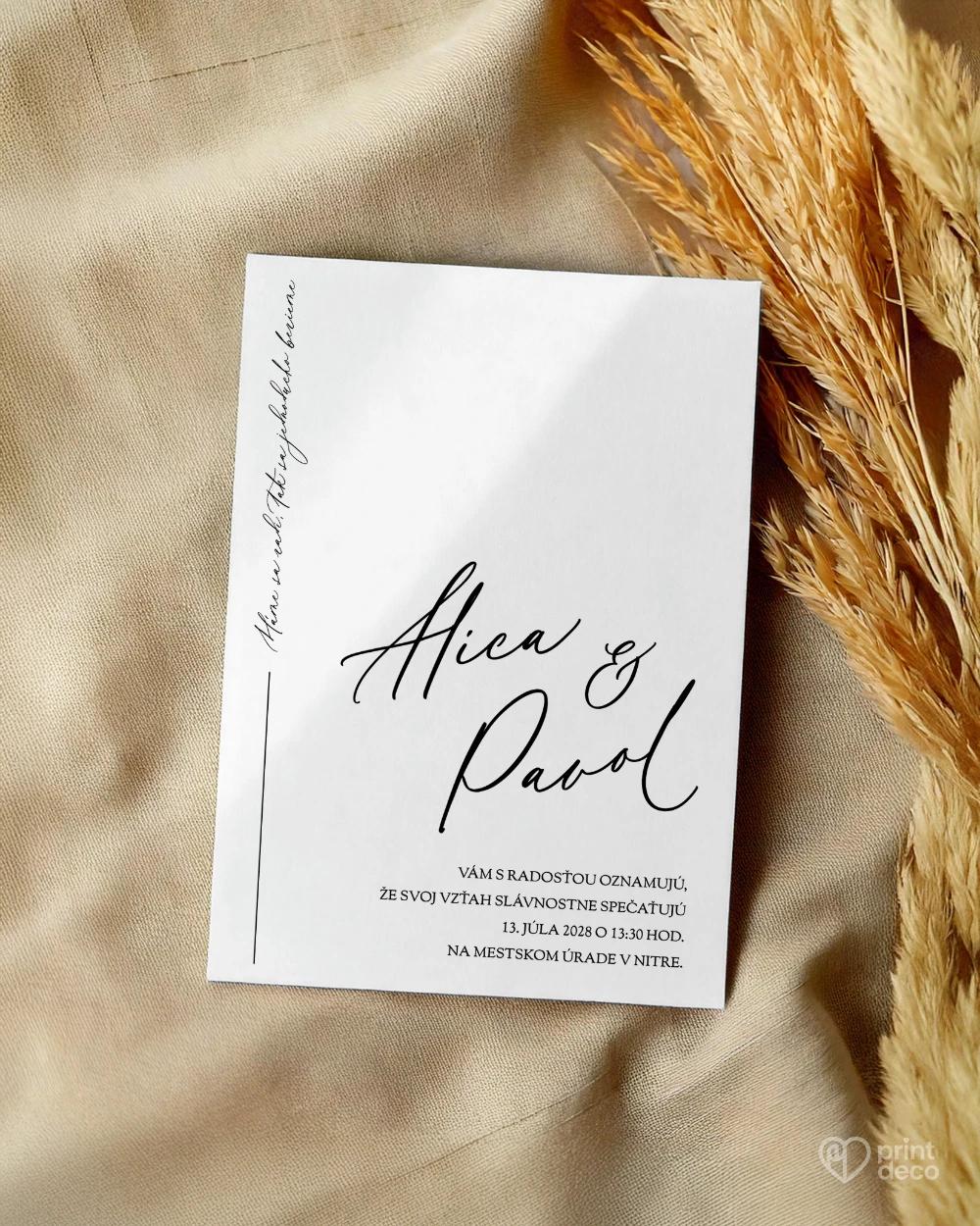 Svadobné oznámenie – Jedna línia II 1/2