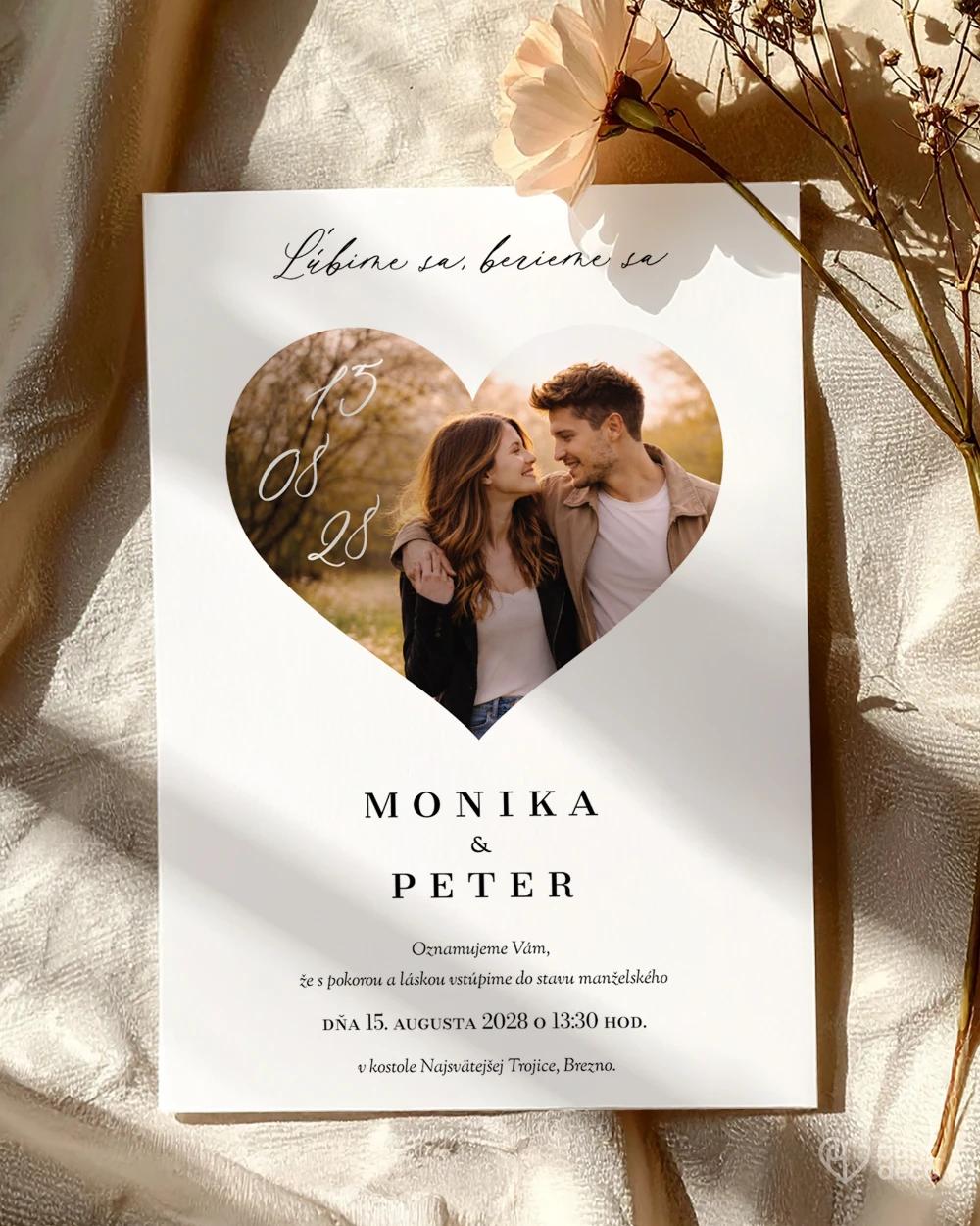 Svadobné oznámenie s fotografiou  – Jedno srdce III 0/2