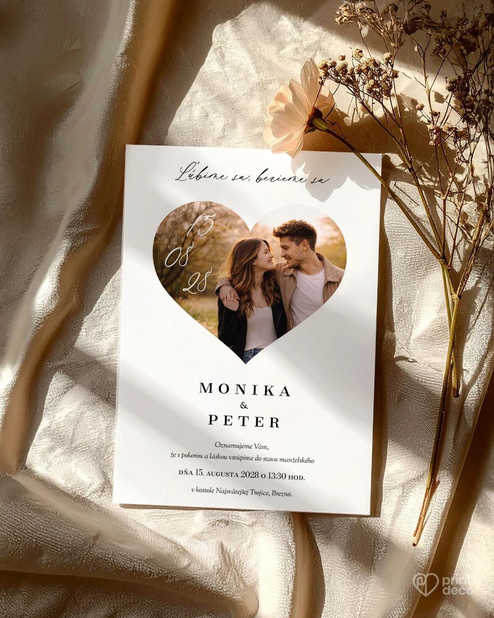 Svadobné oznámenie s fotografiou  – Jedno srdce III 1/2
