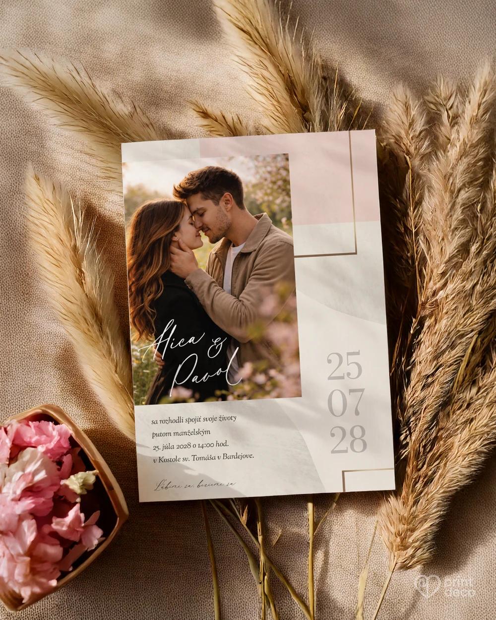 Svadobné oznámenie s fotografiou - Geometická láska 1/2