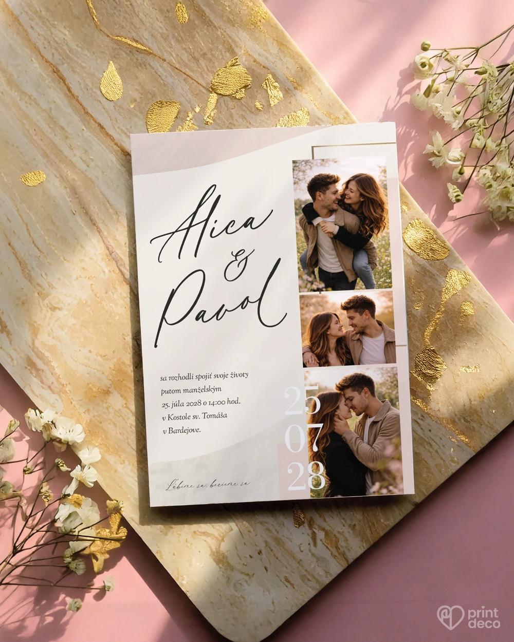 Svadobné oznámenie s fotografiou  – Náš príbeh II 1/2