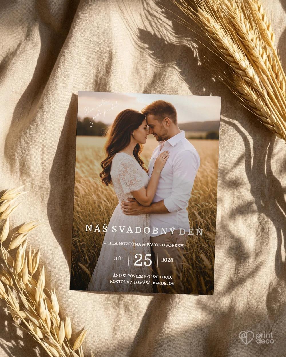 Svadobné oznámenie s fotografiou – O nás dvoch 1/2