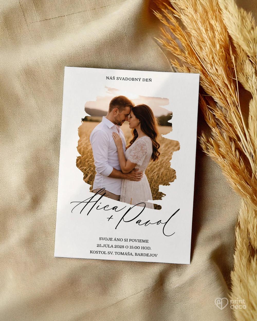 Svadobné oznámenie s fotografiou – V tichu dvoch 1/2