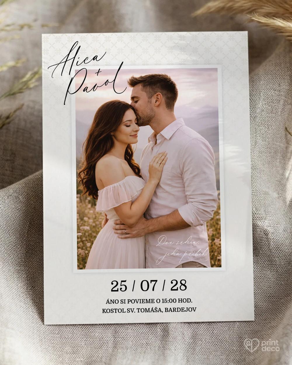 Svadobné oznámenie s fotografiou – V jemnom spojení 0/2
