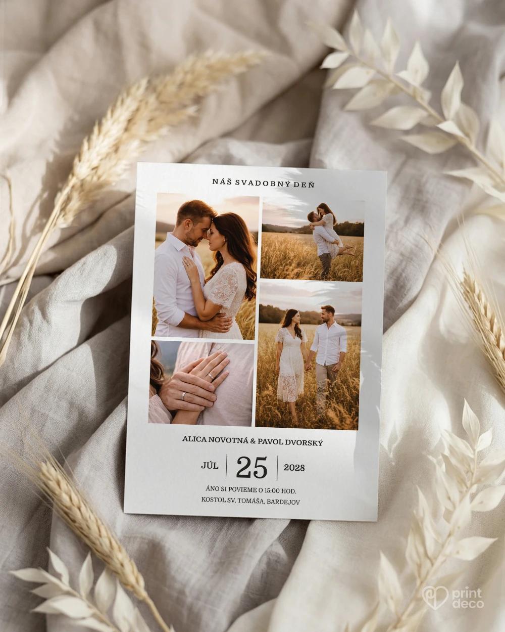 Svadobné oznámenie s fotografiou  – Náš príbeh V 1/2