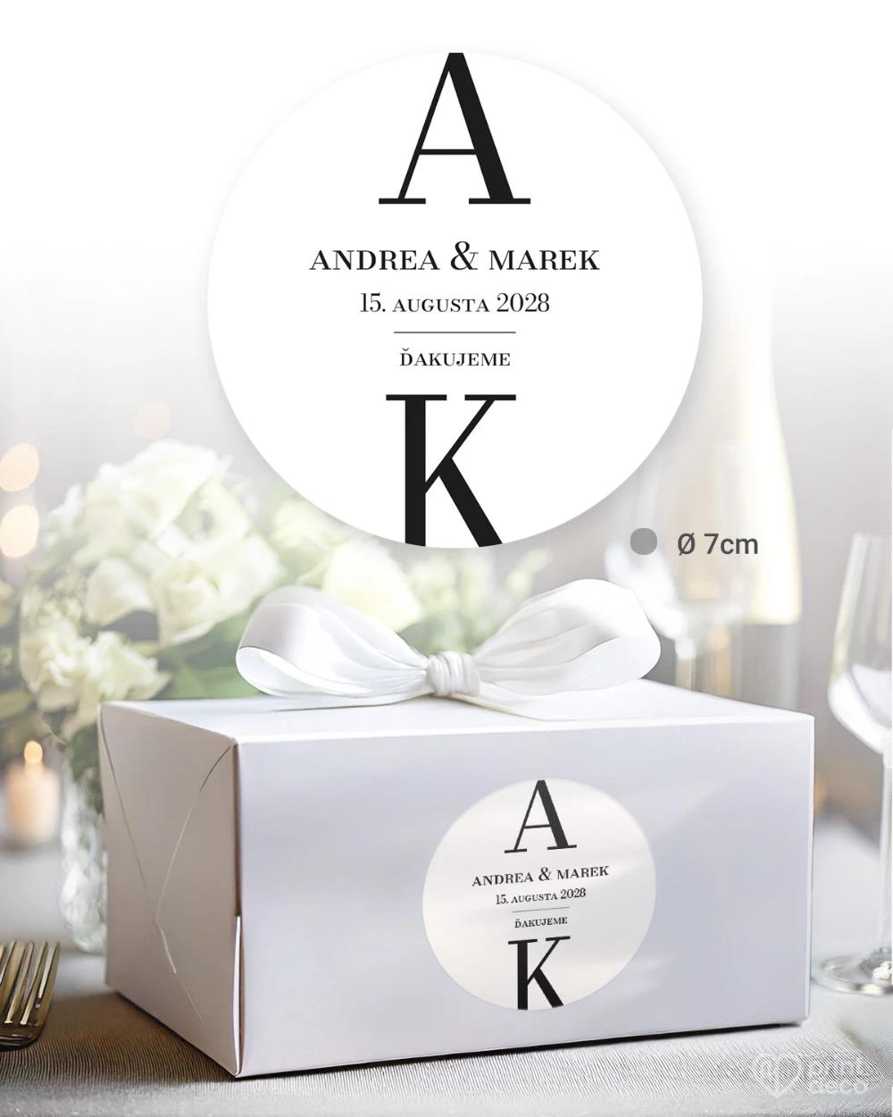 Svadobné samolepky na výslužky Elegantný monogram 4/5