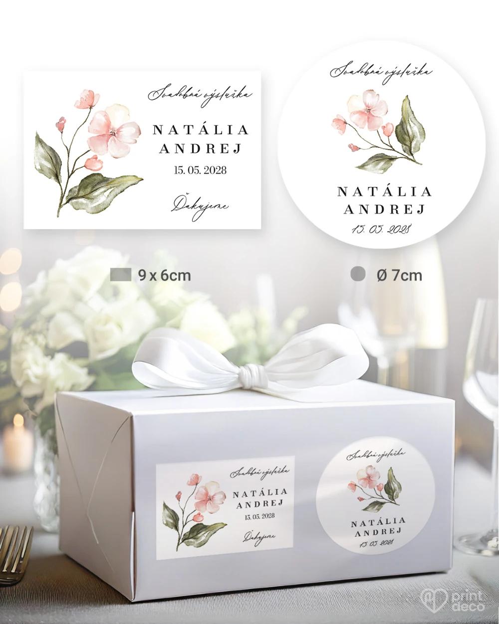 Svadobné samolepky na výslužky Kvetinový sľub III 0/5