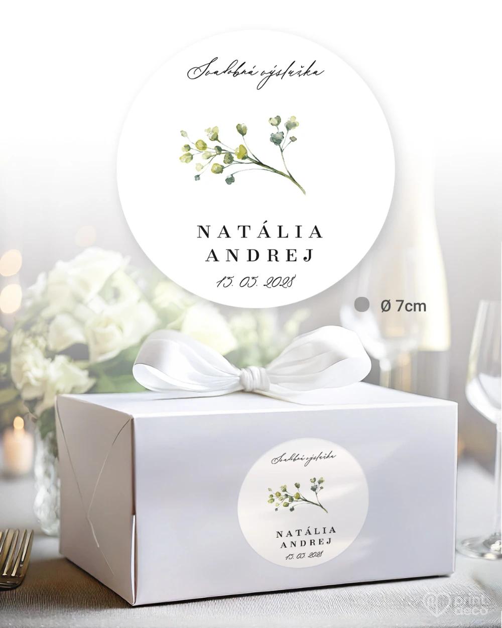 Svadobné samolepky na výslužky Greenery VIII 4/5