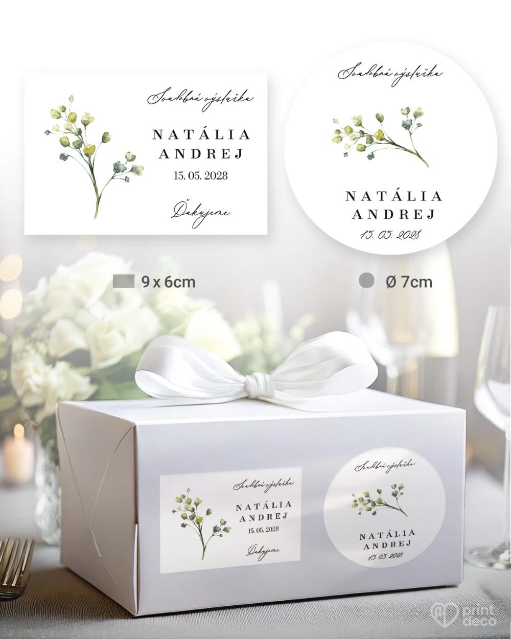 Svadobné samolepky na výslužky Greenery VIII 0/5