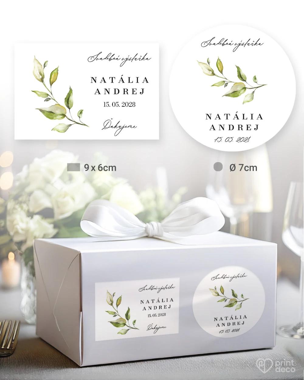 Svadobné samolepky na výslužky Greenery IX 0/5