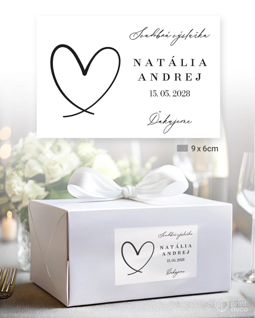 Svadobné samolepky na výslužky Jedno srdce II 3/5