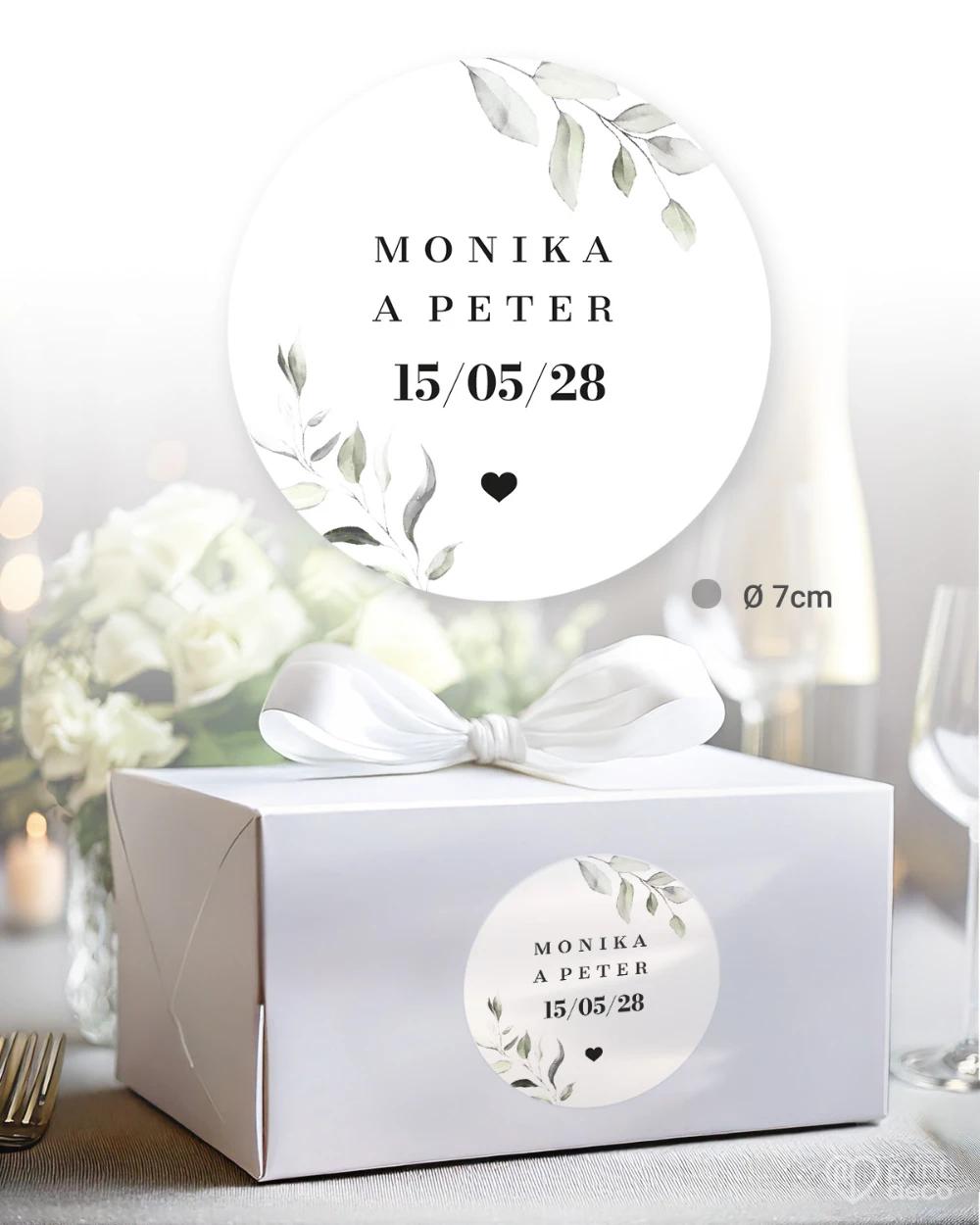 Svadobné samolepky na výslužky Zelená romanca 4/5