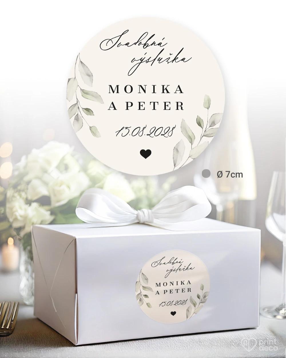 Svadobné samolepky na výslužky Zelená romanca II 1/5