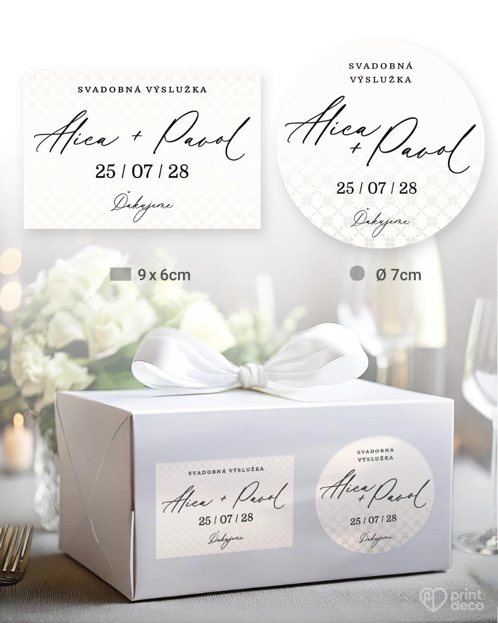 Svadobné samolepky na výslužky V jemnom spojení 0/5
