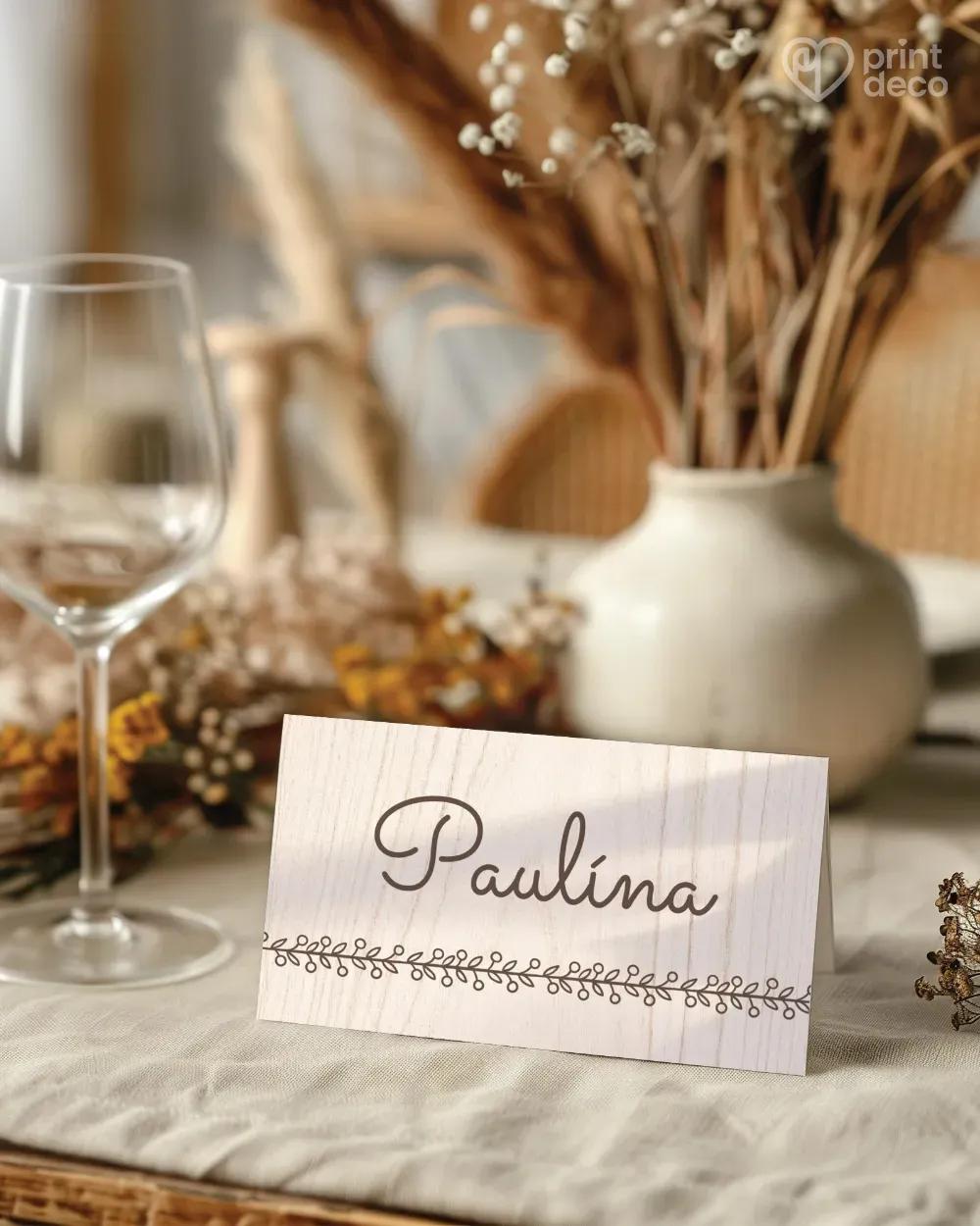 Svadobné menovky - Nežné chvíle svetlé drevo 0/1