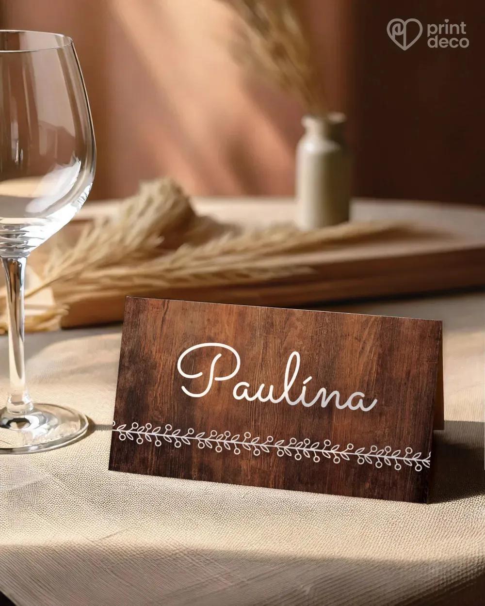 Svadobné menovky - Nežné chvíle tmavé drevo 0/1