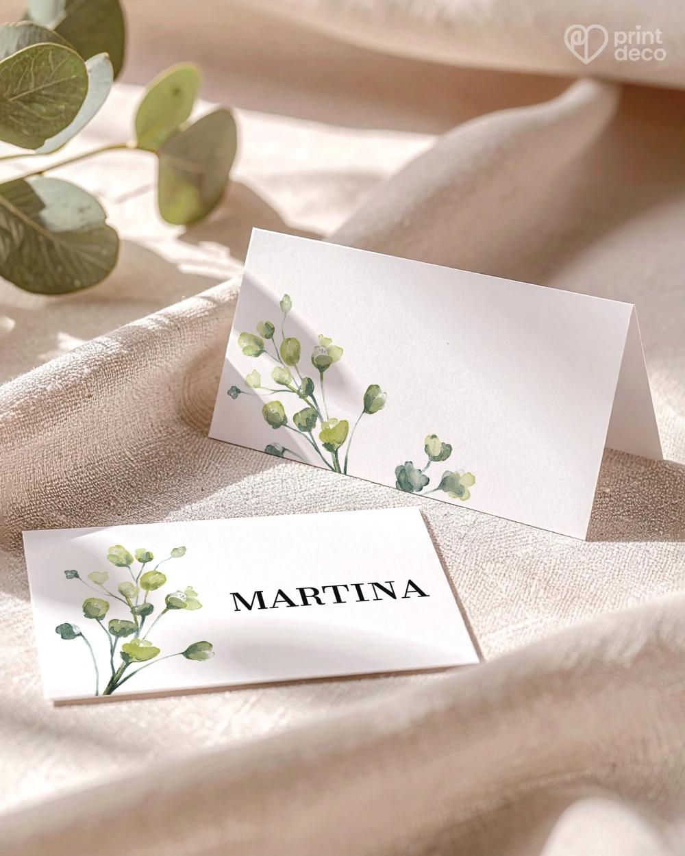Svadobné menovky – Greenery VIII 1/2