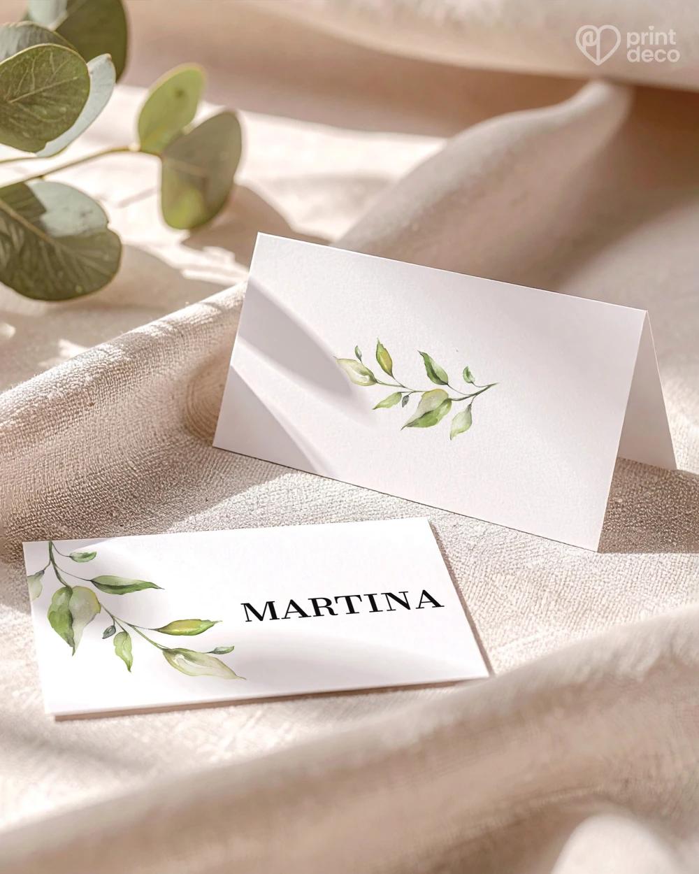 Svadobné menovky – Greenery IX 1/2