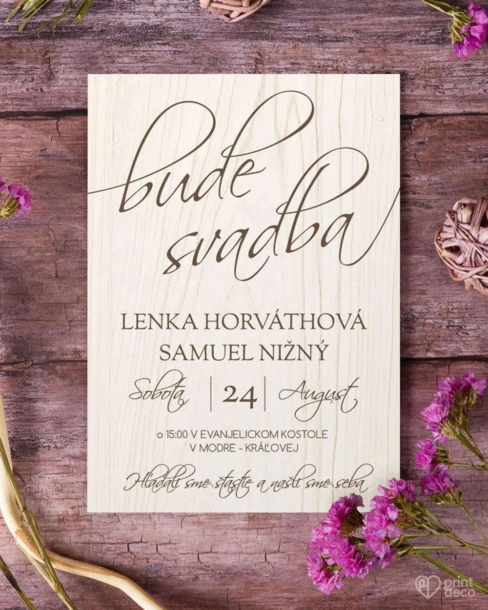 Svadobné oznámenia s motívom Drevo (svetlé)