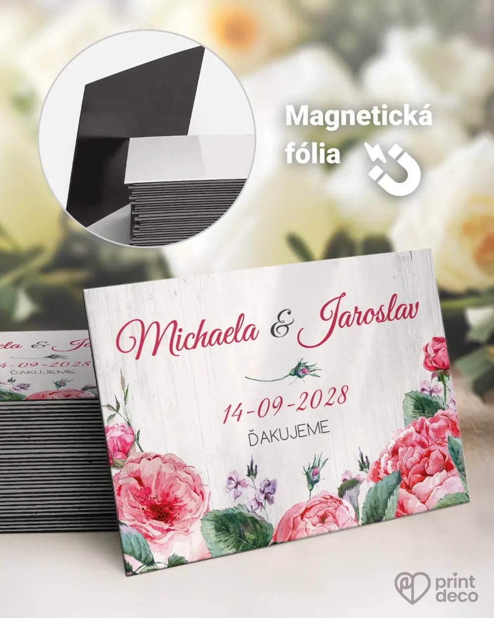 Svadobné magnetky s ružami a vintage prvkami