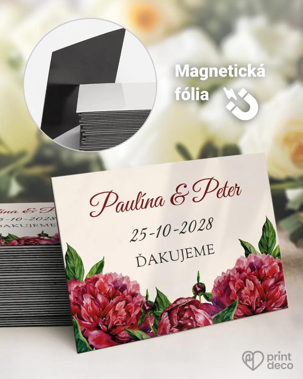 Svadobné magnetky s pestrými pivonkami