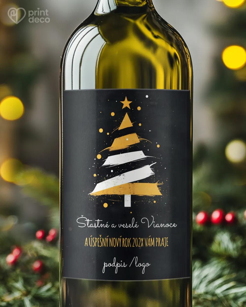 Vianočná etiketa na fľaše – motív 33
