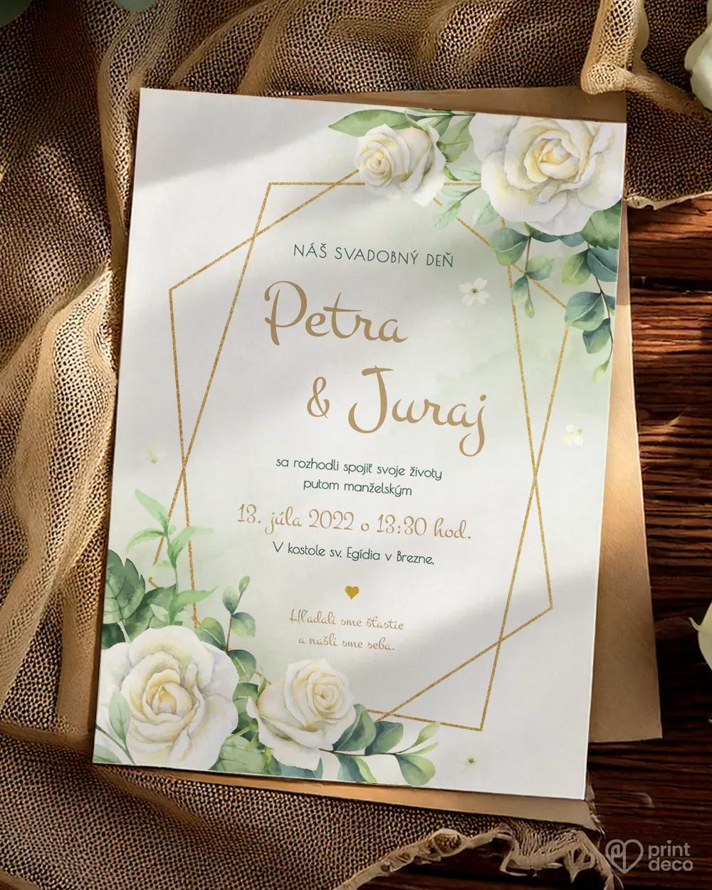 Svadobné oznámenia - Biele ruže