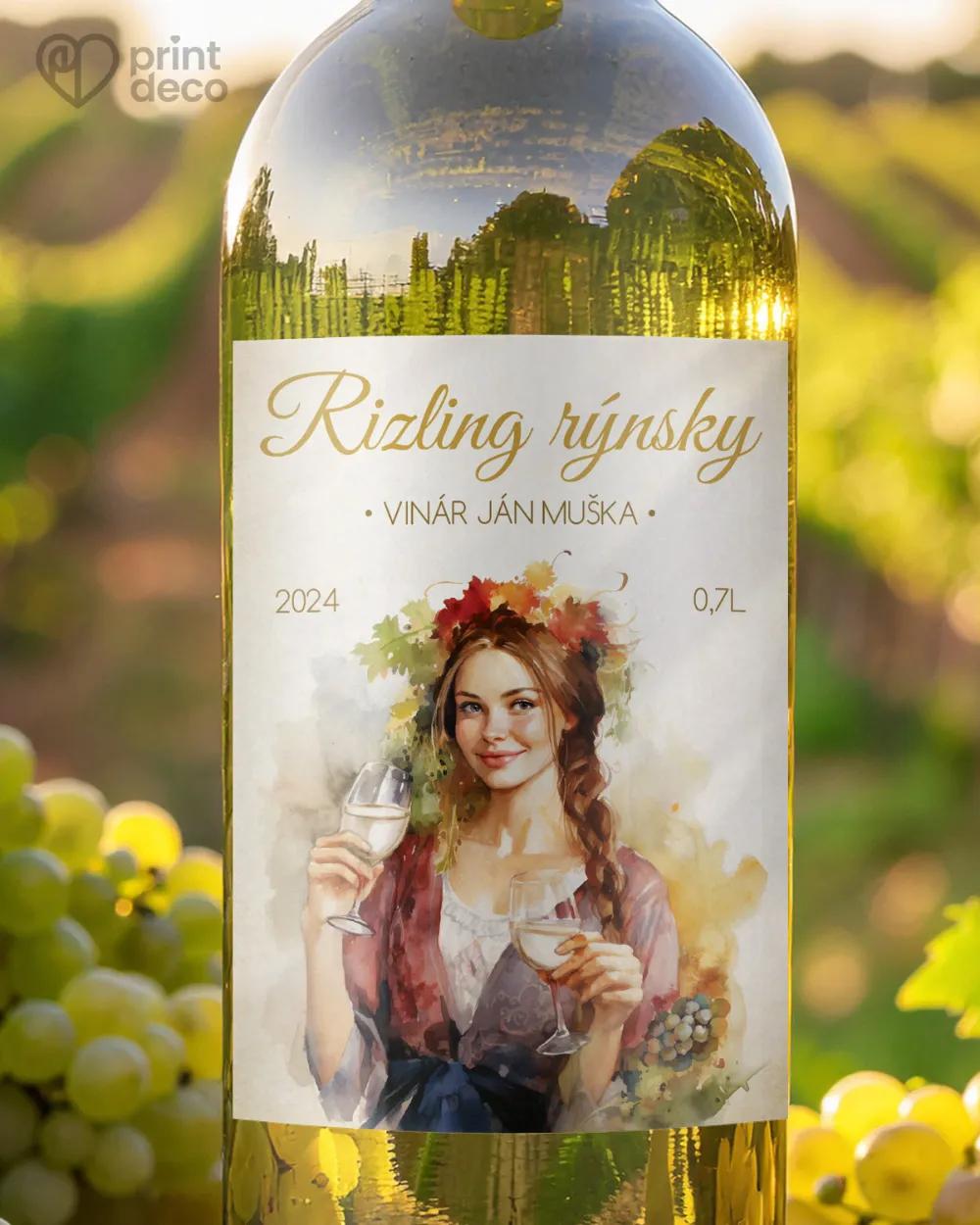 Etikety na víno - motív 49 biele víno