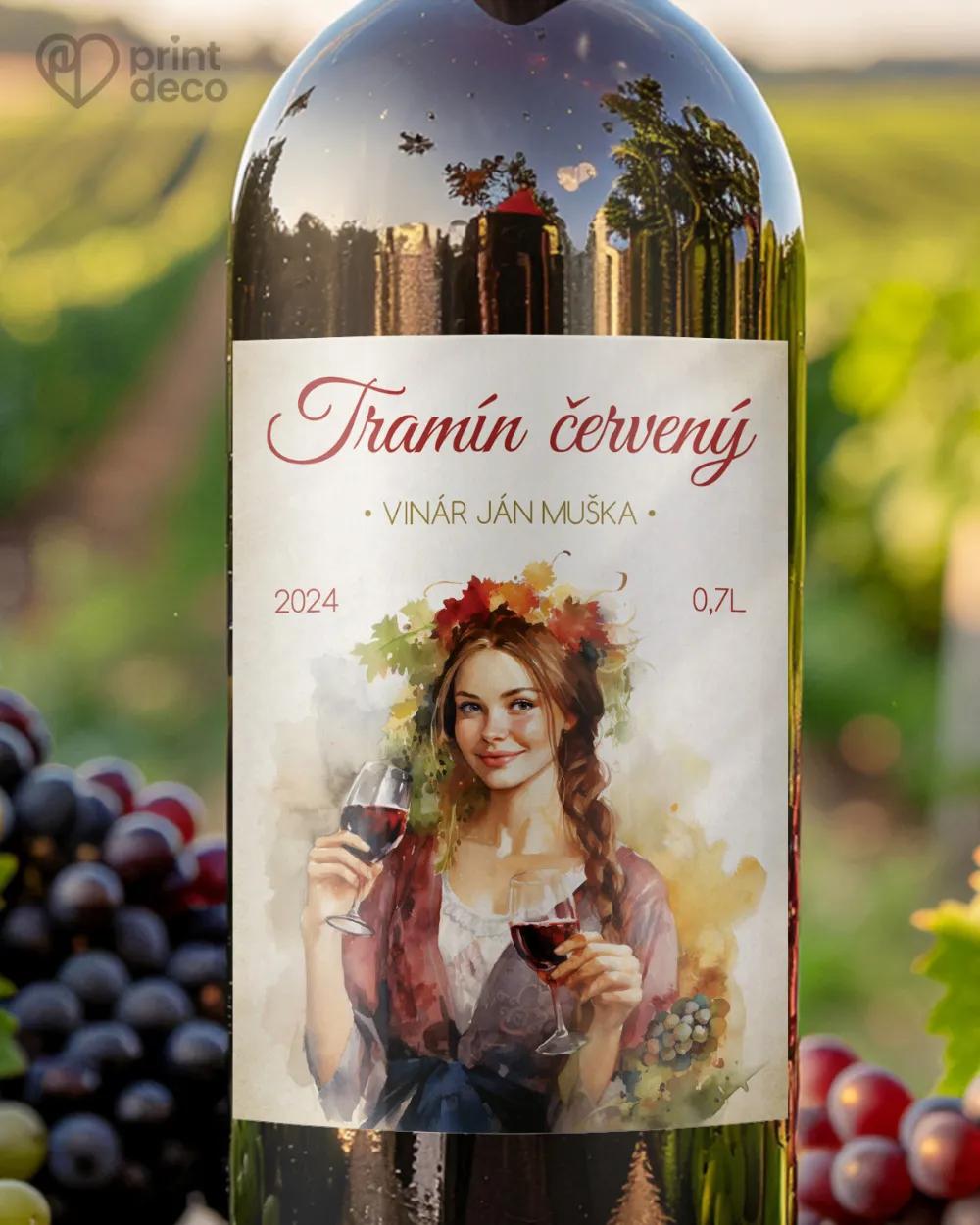 Etikety na víno - motív 49 červene víno