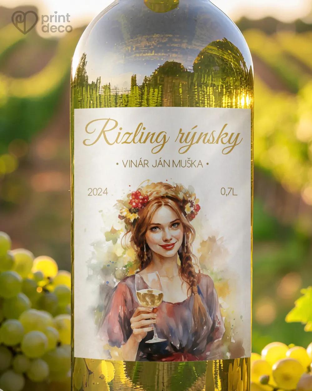 Etikety na víno - motív 52 biele