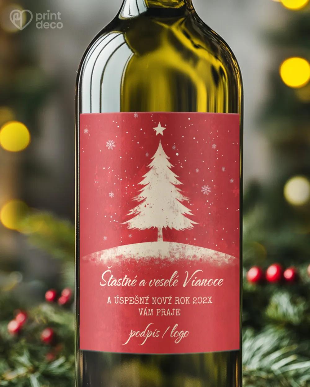 Vianočná etiketa na fľaše – motív 46