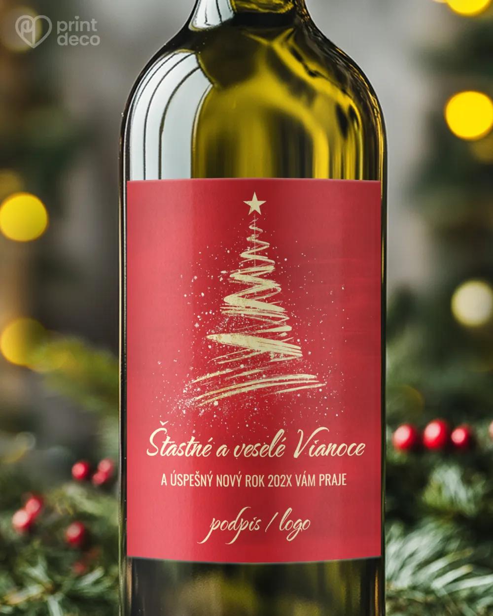 Vianočná etiketa na fľaše – motív 47