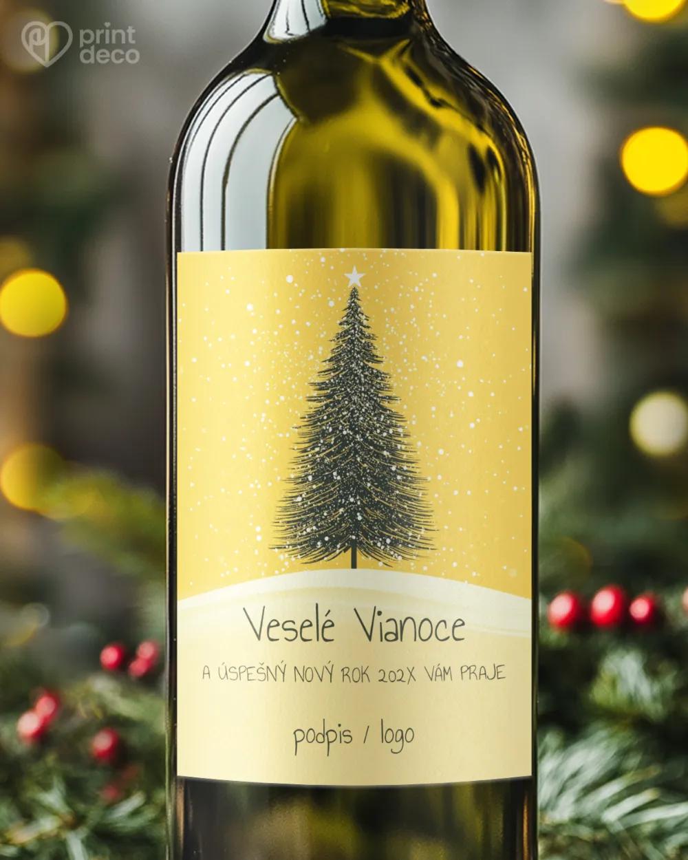 Vianočná etiketa na fľaše – motív 48