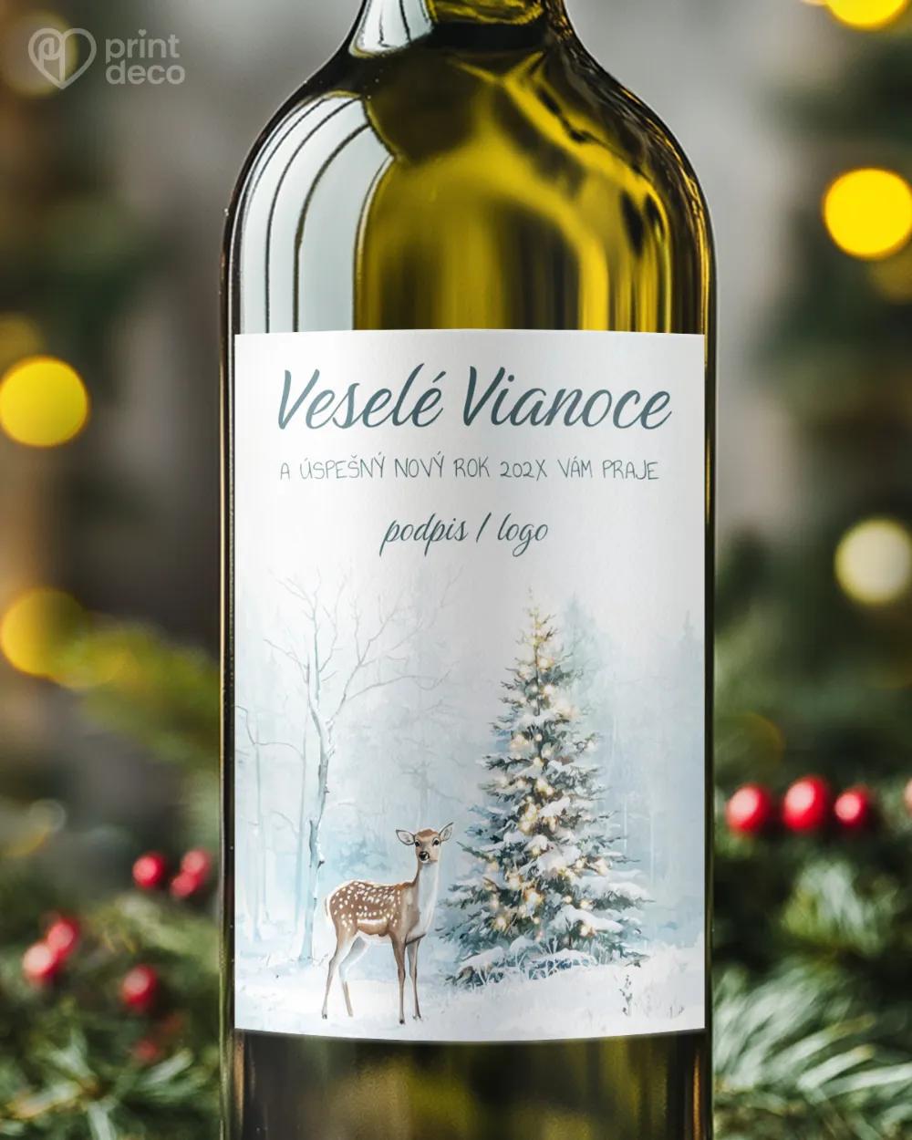 Vianočná etiketa na fľaše – motív 49