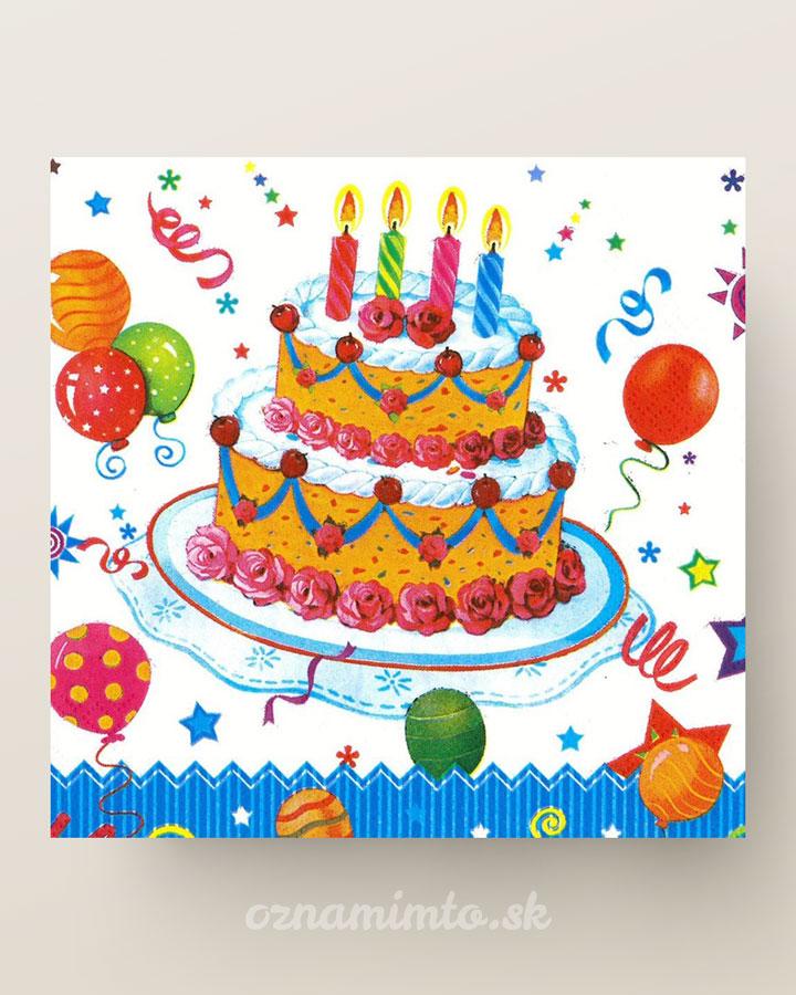 Párty servítky s narodeninovou tortou
