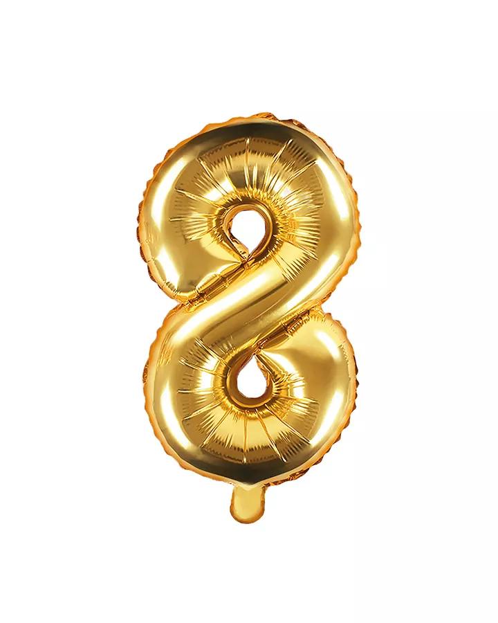 Fóliový balón číslo 8, zlatý, 35 cm