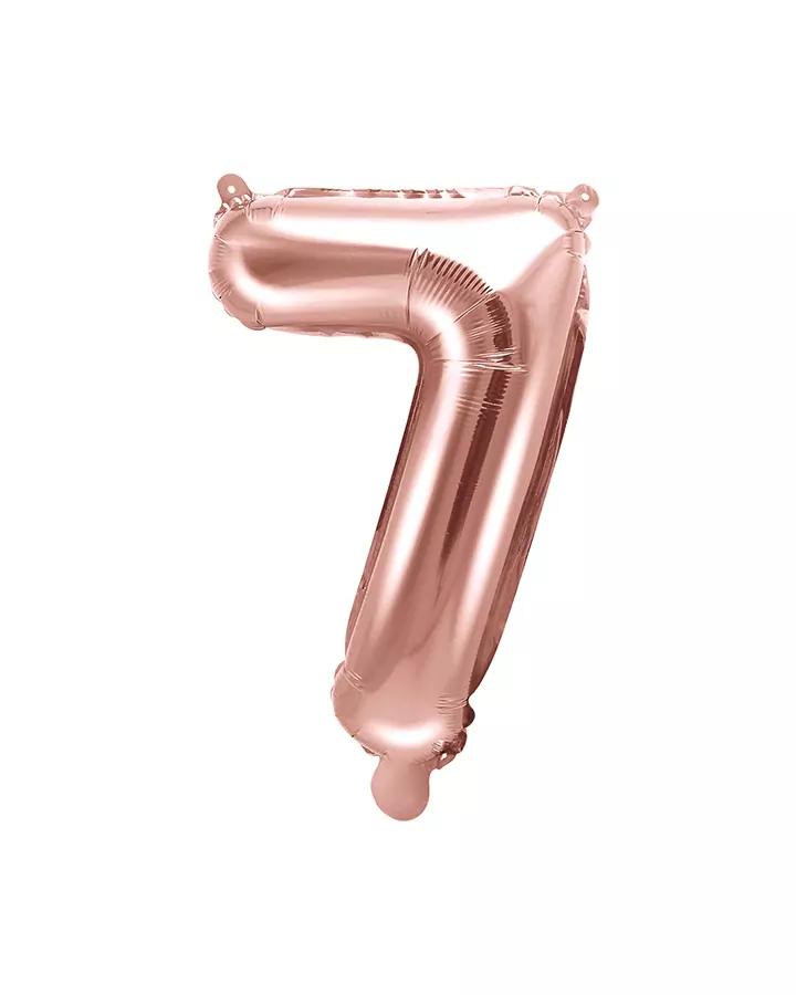 Fóliový balón číslo 7, ružovo-zlatý, 35 cm