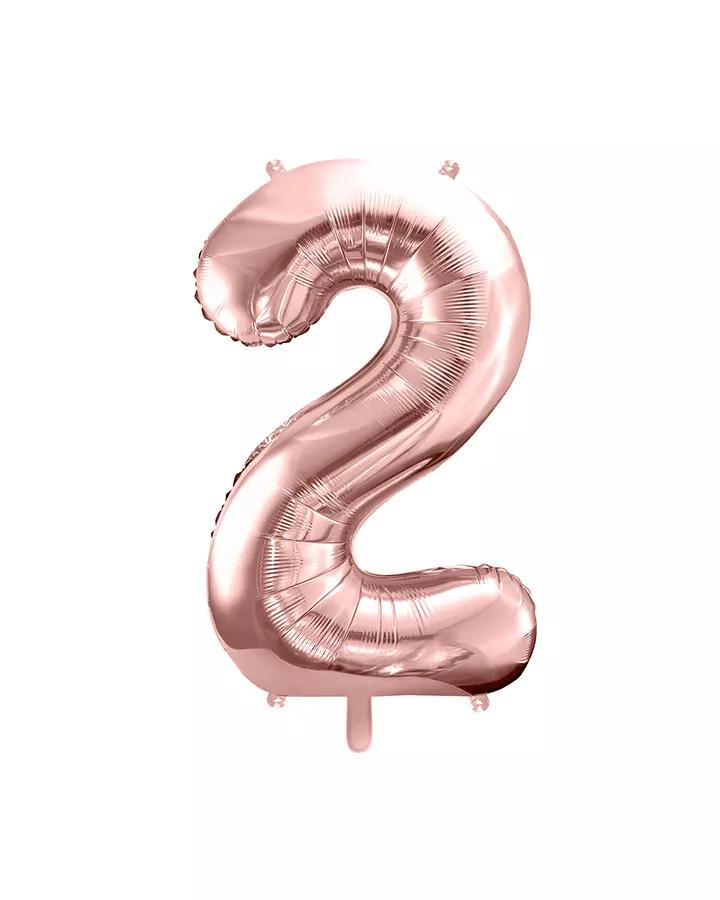 Fóliový balón číslo 2, ružovo-zlatý, 35 cm